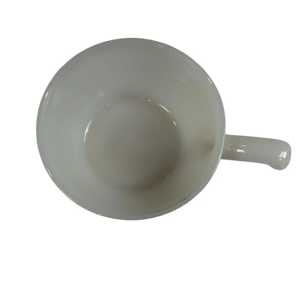 Fire-King Milk Glass Ribbed Chili Bowl with Handle White Vintage USA Made 5in